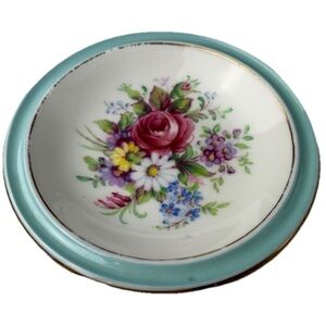 Small Trinket Dish Floral Design with Gold Trim